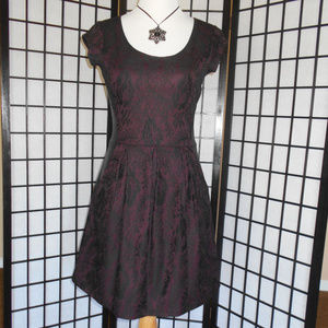 Lace Overlay Dress W/Faux Leather  Size Small